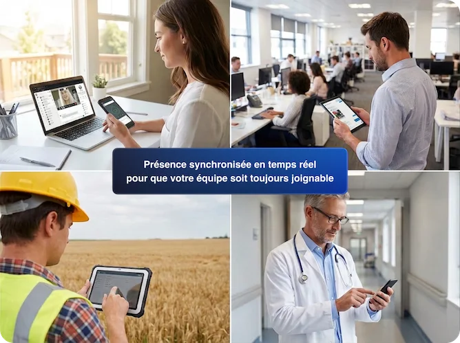 Presence synced in real time so your team is always reachable - FR